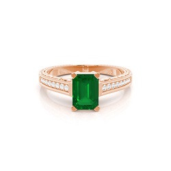 White Gold Emerald Vintage Emerald Engagement Ring