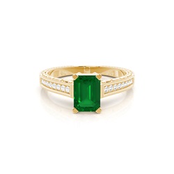 White Gold Emerald Vintage Emerald Engagement Ring
