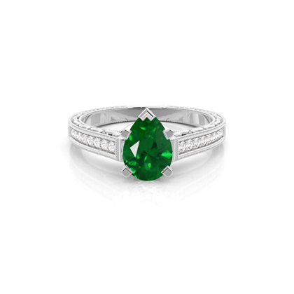 Pear Emerald Diamond Engagement Rings