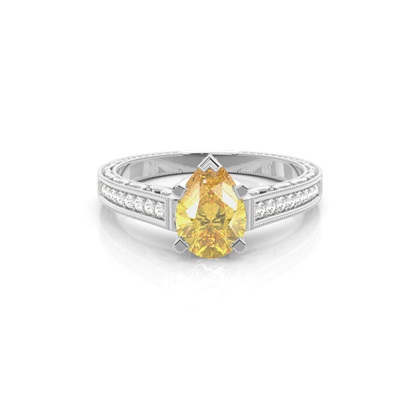 Pear Yellow Diamond Engagement Rings