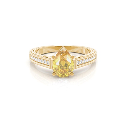 Pear Yellow Gold Diamond Engagement Rings