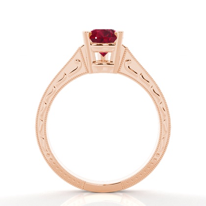 Rubinring In Einer Krappenfassung Mit Medium Schulter Diamanten