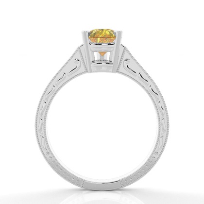 4 Prong Yellow Diamond Vintage Solitaire Engagement Ring