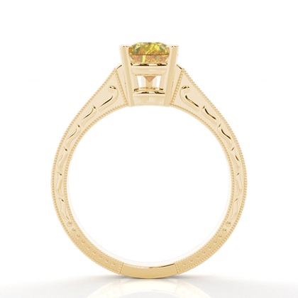 4 Prong Yellow Diamond Vintage Solitaire Engagement Ring