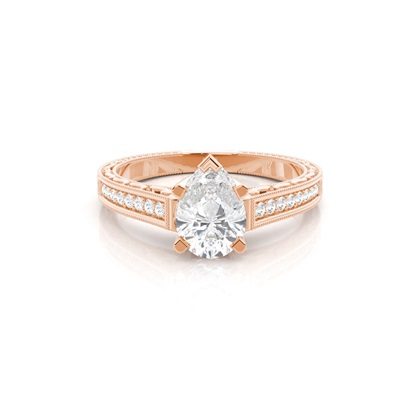 Pear Rose Gold Side Stone Diamond Rings