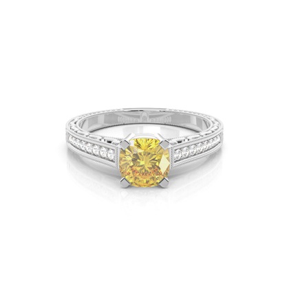 Cushion Yellow Diamond Engagement Rings