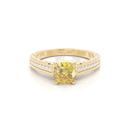 Cushion Yellow Gold Diamond Engagement Rings