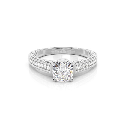 Cushion Side Stone Diamond Rings
