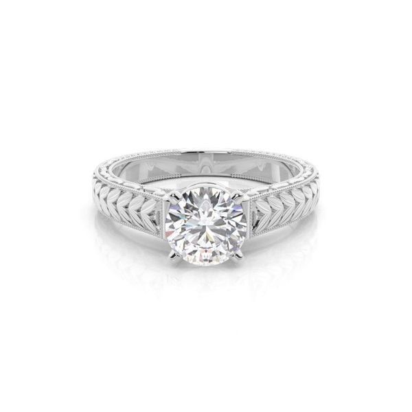 White Gold Round Vintage Diamond Engagement Ring