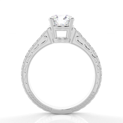 White Gold Round Vintage Diamond Engagement Ring