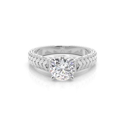White Gold Round Vintage Diamond Engagement Ring