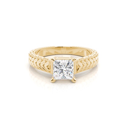 Kulatý Vintage diamantový zásnubní prsten z bílého zlata