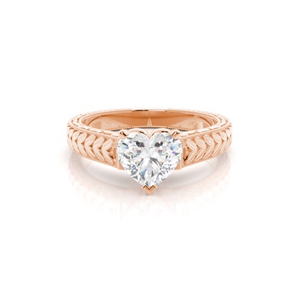 Heart Rose Gold Solitaire Diamond Engagement Rings