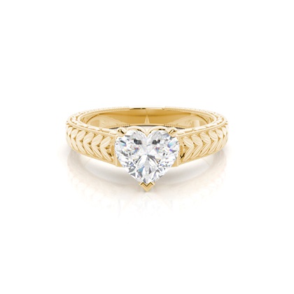 Heart Yellow Gold Solitaire Diamond Engagement Rings