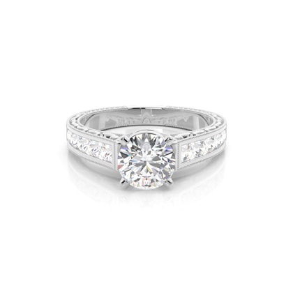 4 Prong Setting Large Studded Engagement Ring