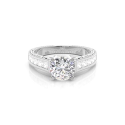 White Gold Radiant Vintage Diamond Engagement Ring