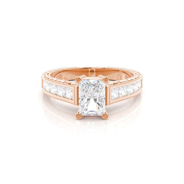 White Gold Radiant Vintage Diamond Engagement Ring