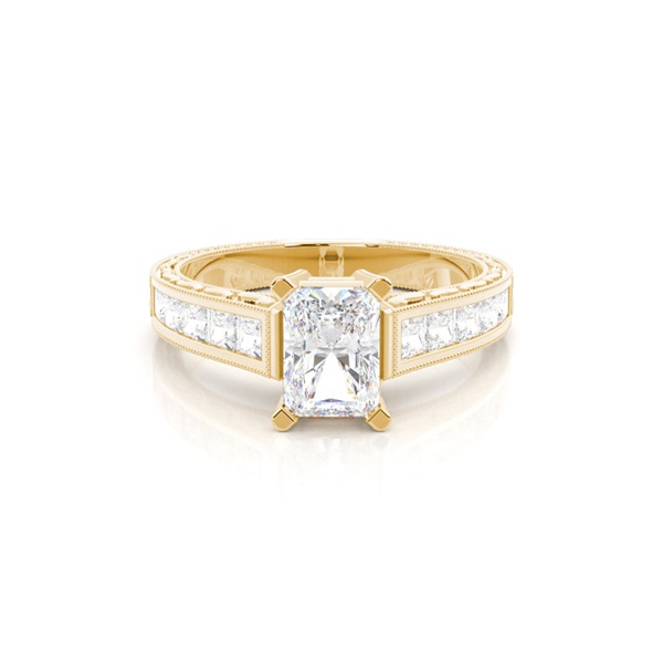 White Gold Radiant Vintage Diamond Engagement Ring