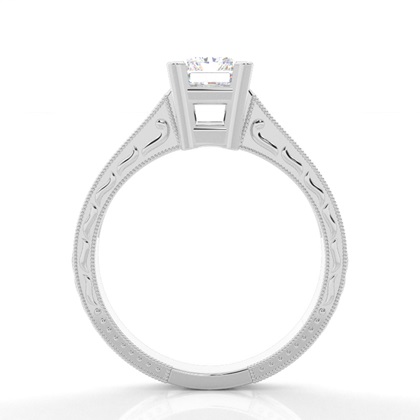 White Gold Radiant Vintage Diamond Engagement Ring