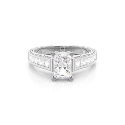 White Gold Radiant Vintage Diamond Engagement Ring