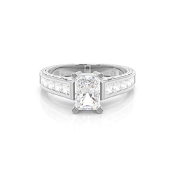 White Gold Radiant Vintage Diamond Engagement Ring