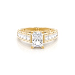 White Gold Radiant Vintage Diamond Engagement Ring