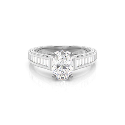 Oval Side Stone Diamond Rings