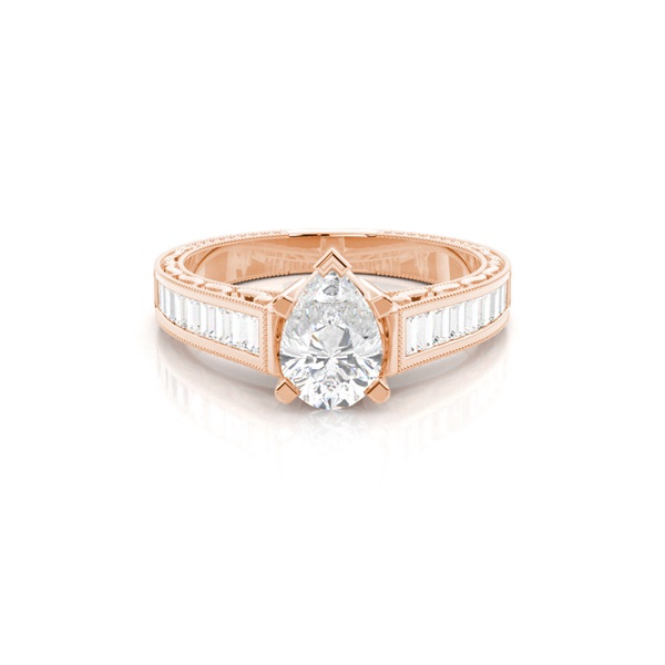 4 Prong Setting Large Studded Engagement Ring