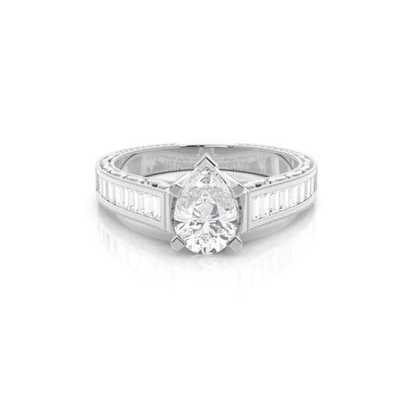 4 Prong Setting Large Studded Engagement Ring