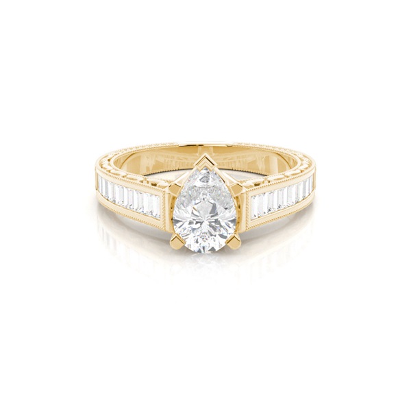 4 Prong Setting Large Studded Engagement Ring
