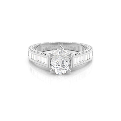 4 Prong Setting Large Studded Engagement Ring