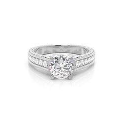 White Gold Cushion Vintage Diamond Engagement Ring