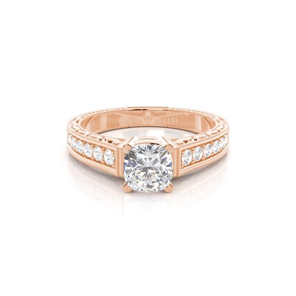 White Gold Cushion Vintage Diamond Engagement Ring
