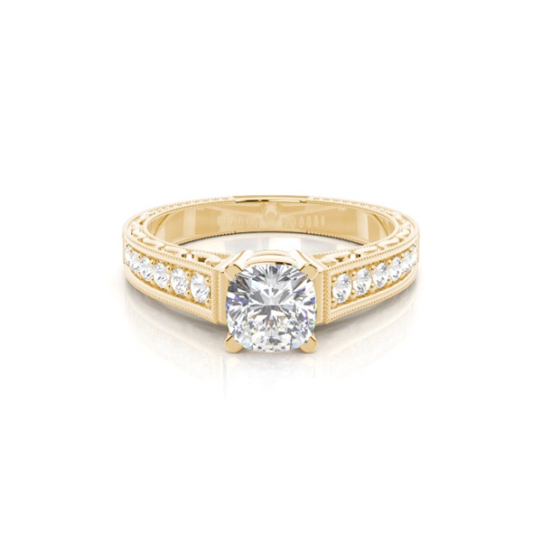 White Gold Cushion Vintage Diamond Engagement Ring