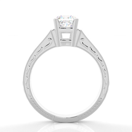 White Gold Cushion Vintage Diamond Engagement Ring
