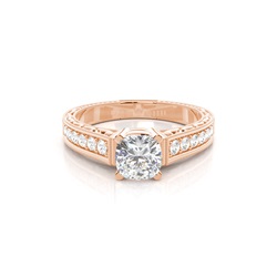 White Gold Cushion Vintage Diamond Engagement Ring