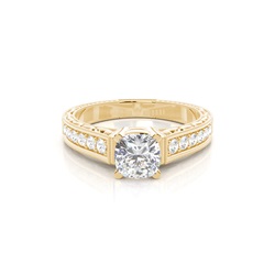 White Gold Cushion Vintage Diamond Engagement Ring