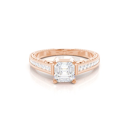 Asscher Rotgold Diamantringe