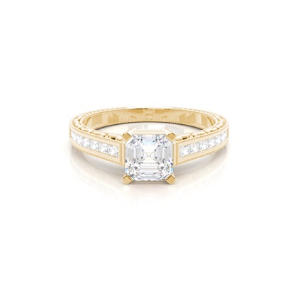 Asscher Gelbgold Diamantringe