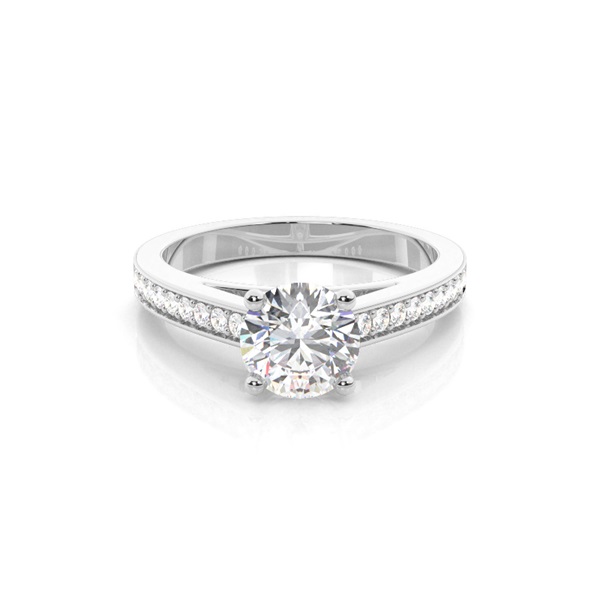 4 Prong Setting Medium Side Stone Engagement Ring
