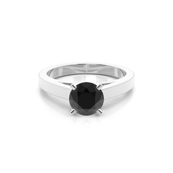 4 Prong Setting Medium Engagement Black Diamond Ring