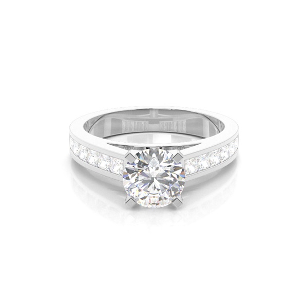 4 Prong Setting Large Side Stone Engagement Ring