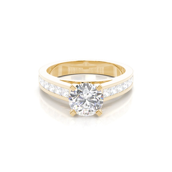 4 Prong Setting Large Side Stone Engagement Ring