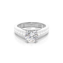 4 Prong Setting Large Side Stone Engagement Ring