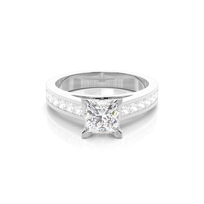 Princess Side Stone Diamond Engagement Rings