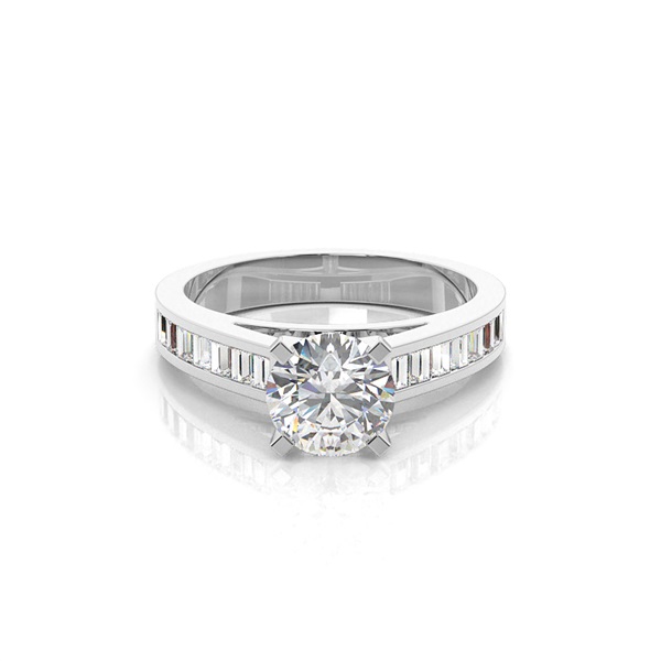 4 Prong Setting Large Side Stone Engagement Ring