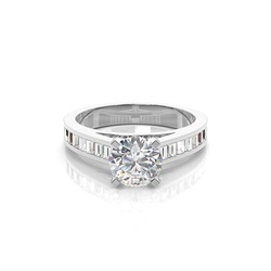 4 Prong Setting Large Side Stone Engagement Ring