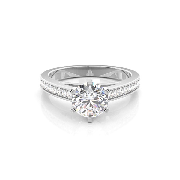 6 Prong Setting Medium Side Stone Engagement Ring
