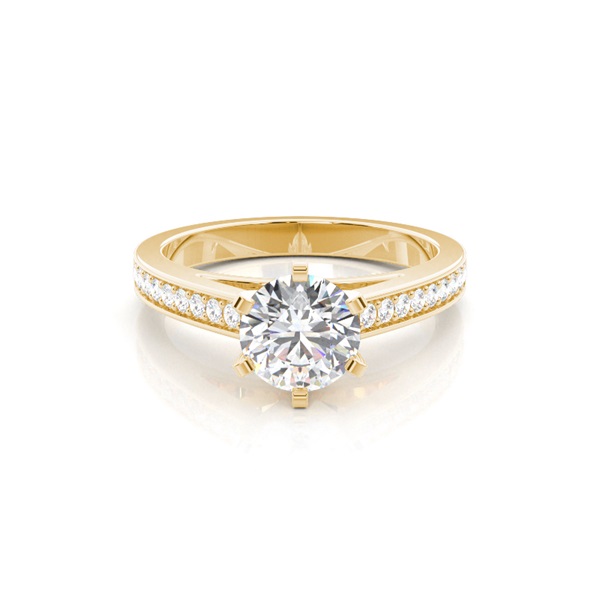 6 Prong Setting Medium Side Stone Engagement Ring