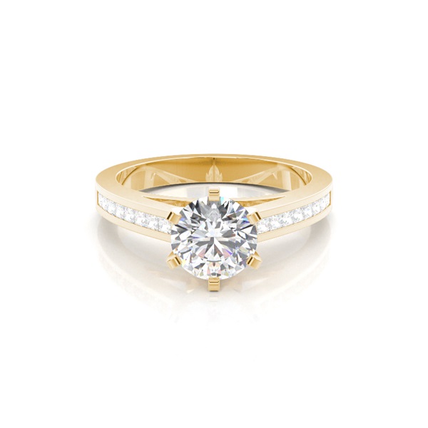 6 Prong Setting Medium Side Stone Engagement Ring